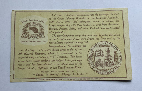 New Zealand 1915 military Otago Battalion postcard NZEF postcard